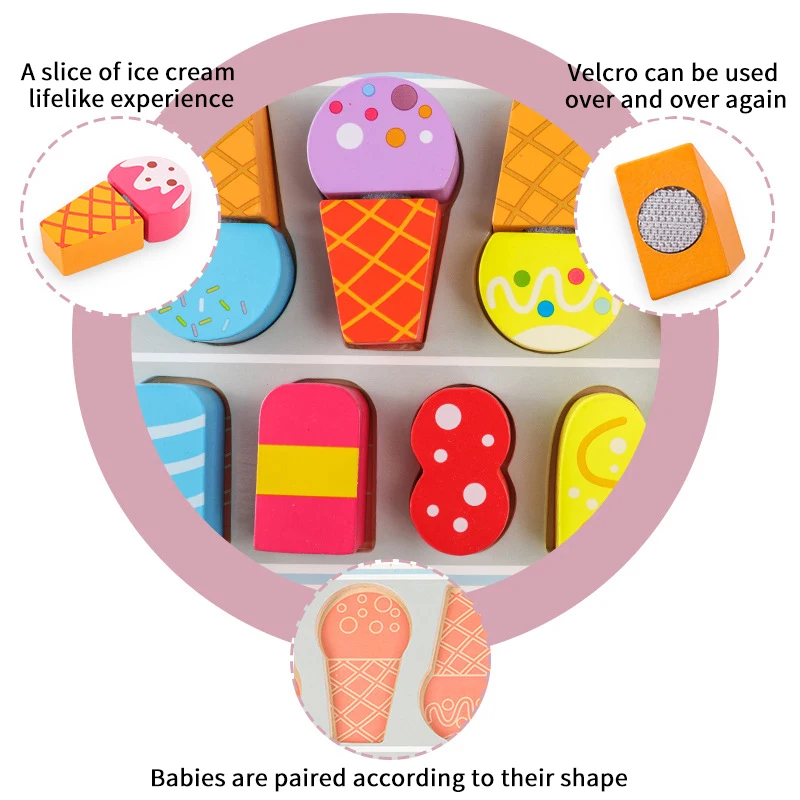 

Simulation Kitchen Play House Ice Cream Cut Fruit Shop Barbecue BBQ Combination Set Wood Cognitive Register Educational Math Toy