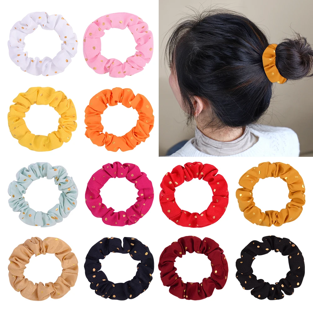 Резинка для волос в горошек Женская золотистая эластичная резинка хвоста 3 2