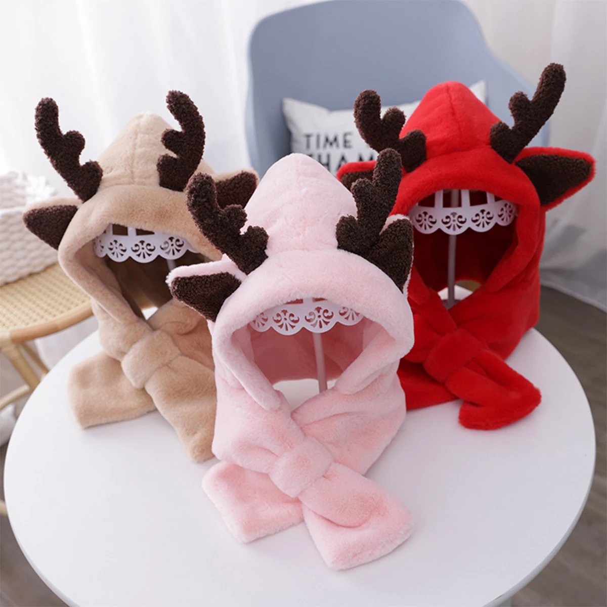 Antlers Plus Velvet Ear Cap Winter Hat Warm Windproof Hats Baby Cute Antler Christmas Hat Child Stuff Accessories Cap Hats