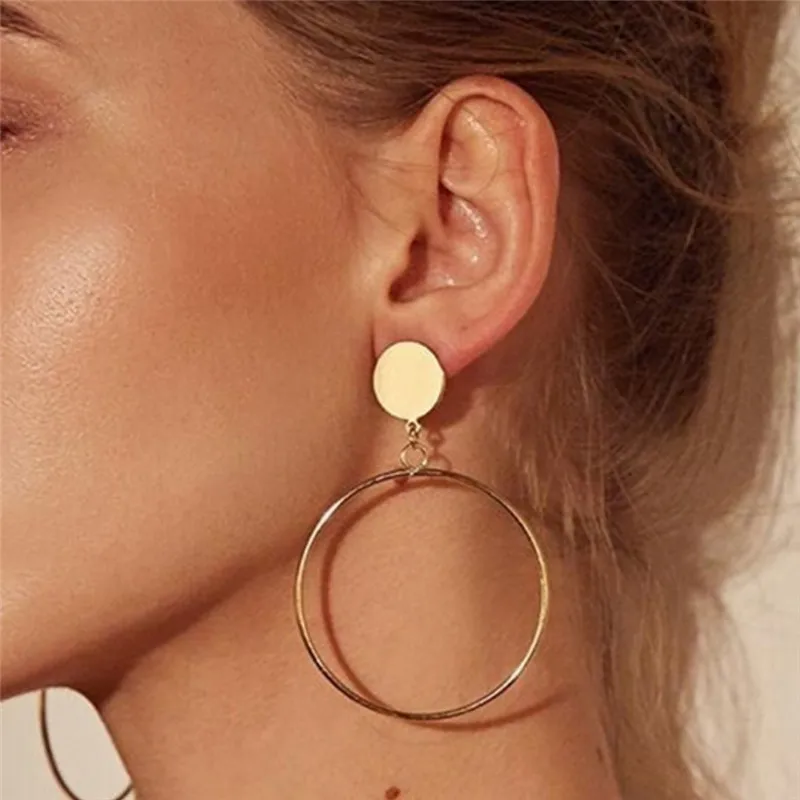 

Vintage Earrings For Women Earings Fashion Jewelry 2021 Classy Earring Large Hoop Earrings Gold Personality Temperament Jewelry