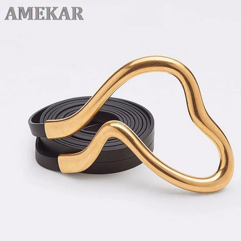 

Nuleez Cowhide Ms Belt Women U Curve Type Copper Alloy Metal High -End Decoration Gift for Girls New Coming