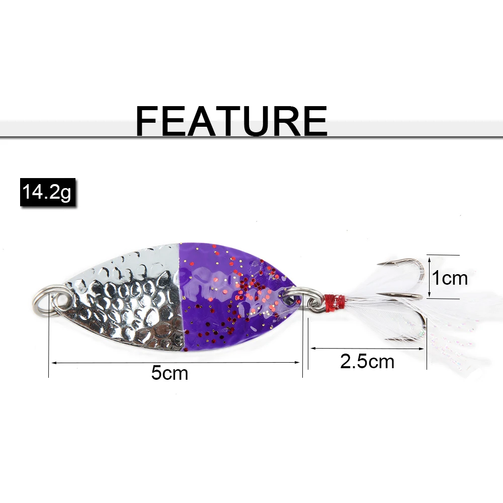 RoseWood 3pcs Rotating Metal Spinner Spoon Fishing Lure 14.2g Noise Paillette Hard For Trout Pike Pesca Tackle | Спорт и развлечения