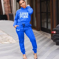 fagadoer fashion streetwear two piece set women pink letter print hoodies top and pants ttacksuit 2022 spring sweatsuits outfits