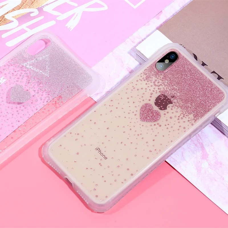 LISCN чехол для телефона с милым сердечком для iPhone 6 6S Plus 7 8 Plus X XS XR Xs Max 11 Pro Max Блестящий Прозрачный Роскошный чехол для телефона