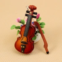 violin mini wooden instruments miniature fiddle wooden instrument fashion doll house decoration accessories