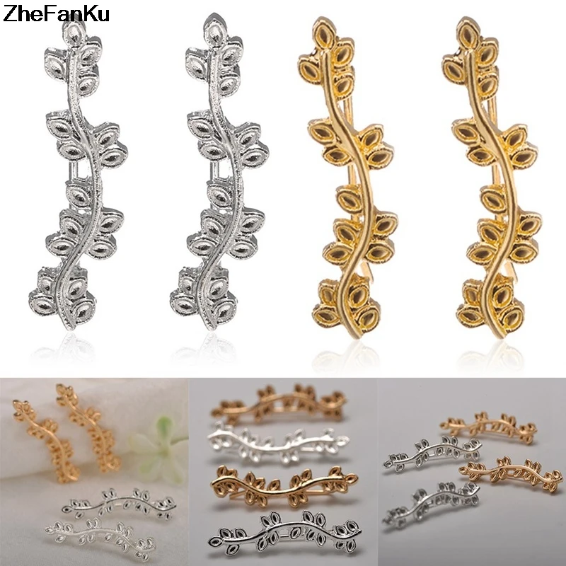 

Vintage Jewelry Exquisite Gold Color Leaf Earrings Modern Beautiful Feather Stud Earrings For Women Free Shipping