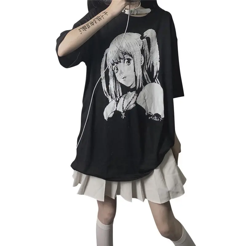 Аниме Дез Ноут Миса косплей Амане черная футболка для девочек, смешная уличная одежда Хараджуку, свободная летняя повседневная верхняя кофта, униформа.