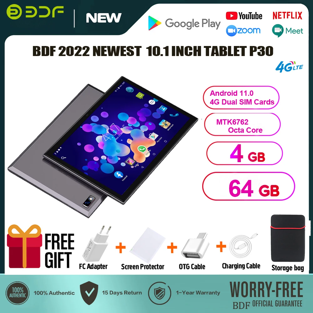2022 New Arrival 4G LTE Tablets Pro 10.1 Inch Android 11.0 Octa Core Google Play Dual 4G SIM Cards GPS Bluetooth WiFi Tablet Pc