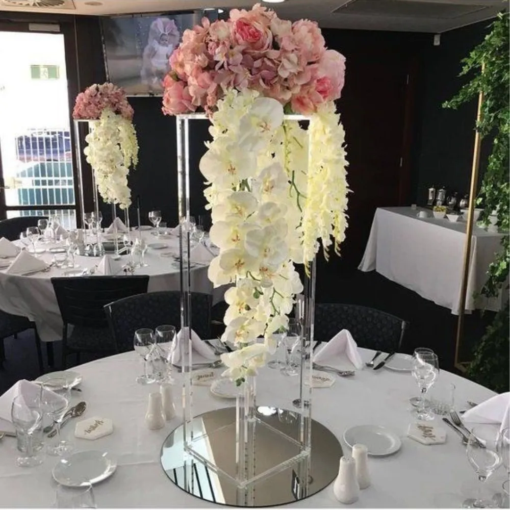

Clear Flower Vases Marriage Modern Vintage Floral Stand Columns Wedding Decoration Acrylic Table Centerpiece Floor Vase