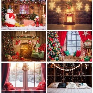 Laeacco Рождественские фоны для фотосъемки зимние снеговик дерево мяч куклы с венками вечерние Детские Портретные Фото фоны