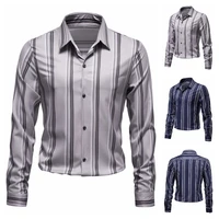 2021 spring autumn new high quality mens striped single breasted loose business casual long sleeve mens shirts