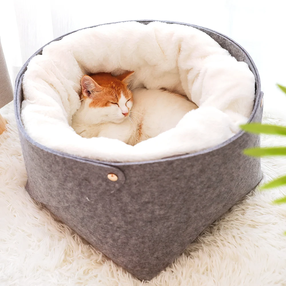 Круглая корзина для кошек и собак зимний теплый спальный домик палатка