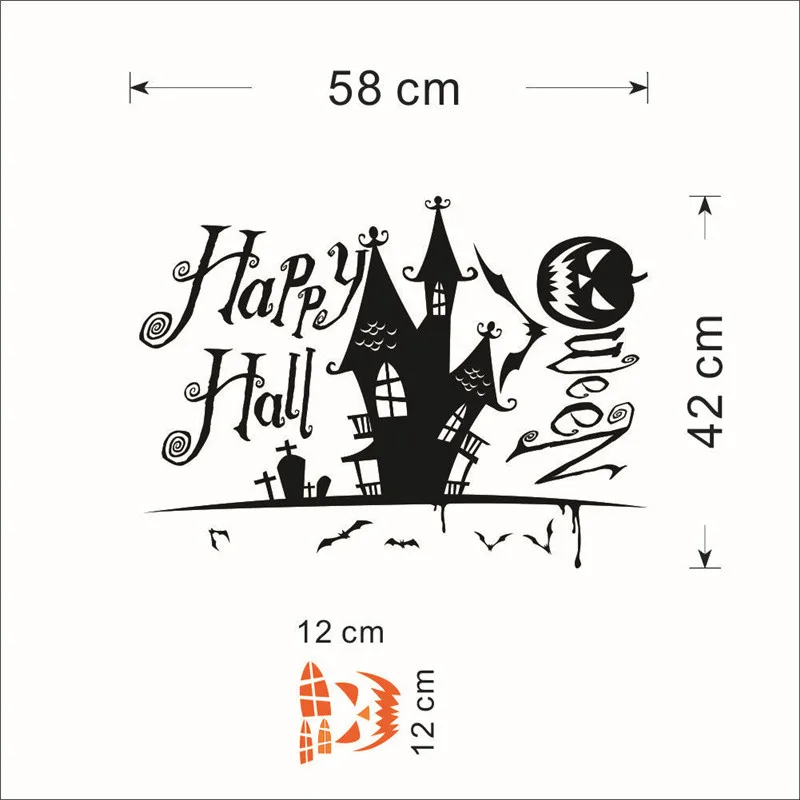 Наклейки на стену в виде тыквы летучей мыши замка гробницы для магазина