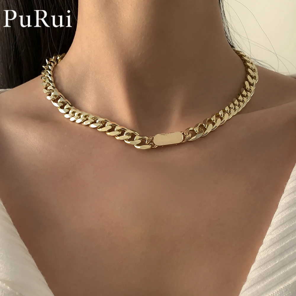 Ожерелье чокер женское из кубинской цепи простой панцирный в стиле бохо