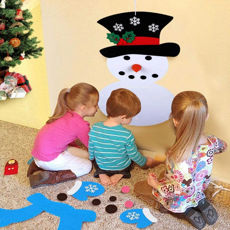 

Snow Man Felt Toy Detachable Two Suits Hanging Snow Man Felt Sticker Kids Children Baby Toy Early Education Toys Christmas Gift