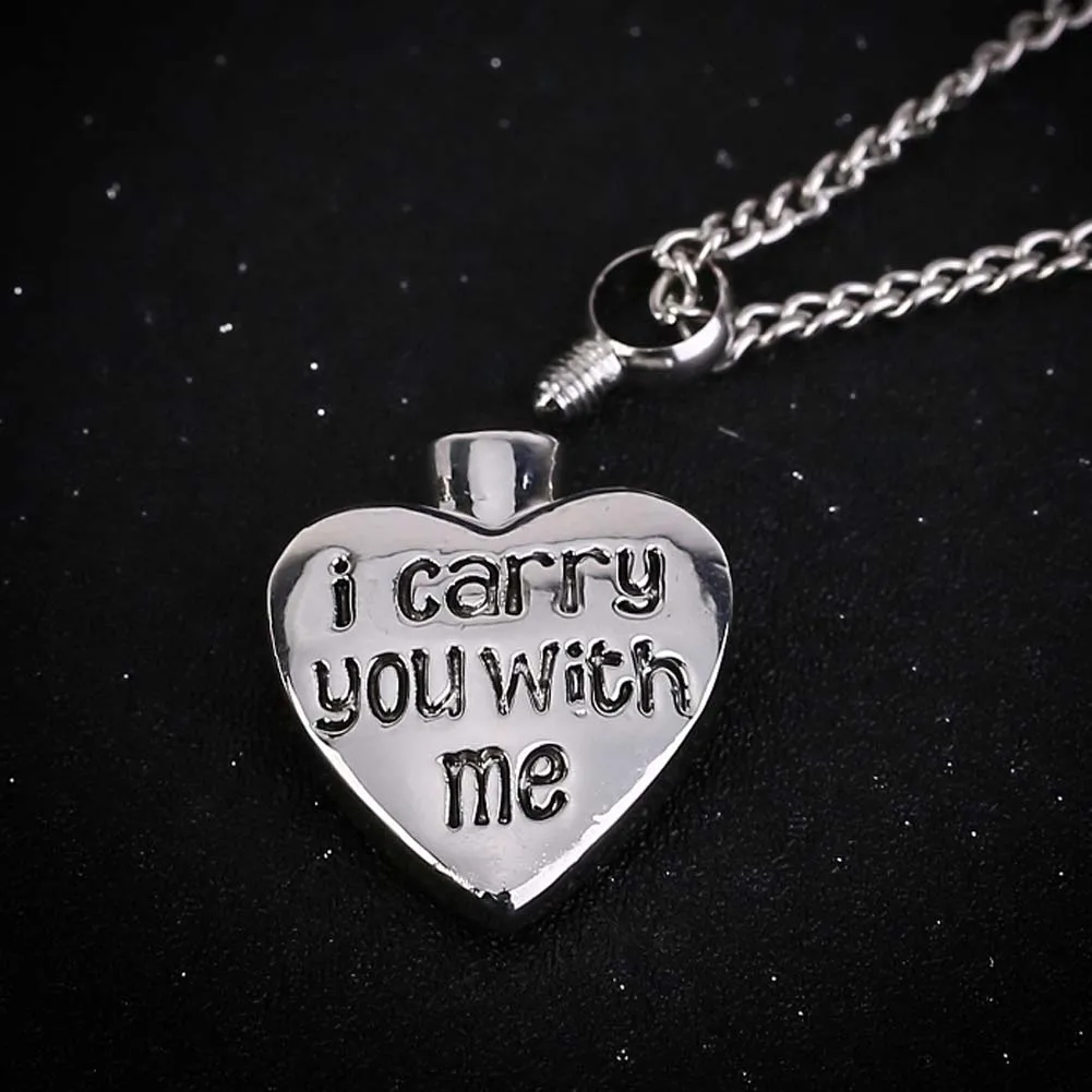 Модная буква I carry you with me кремационные украшения в форме сердца пепел урна кулон ожерелье для похорон