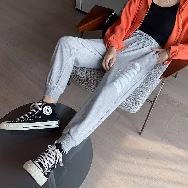 

Casual Sports Pants Women's Thin Spring, Autumn and Winter Loose High Waist Slimming Versatile Straight Ankle Tied Harem