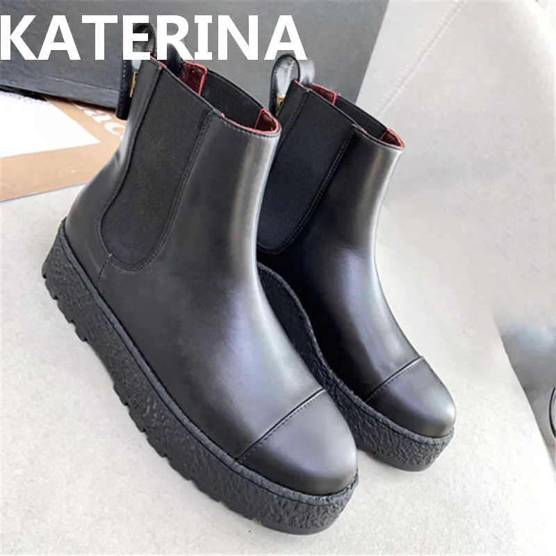 

Mixed Color Women Ankle Boots Fashion Round Toe Slip On Women Chelsea Boots Autumn Winter Women Short Boots Height Increased