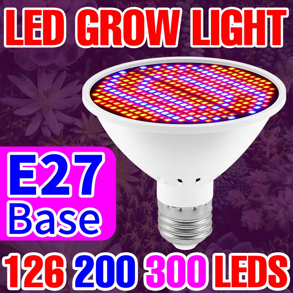 

Led Grow Light E27 Full Spectrum Phyto Lamp Plant Bulb Growth Light Hydroponics 126 200 300Led Greenhouse Lamp Grow Tent 85-265V