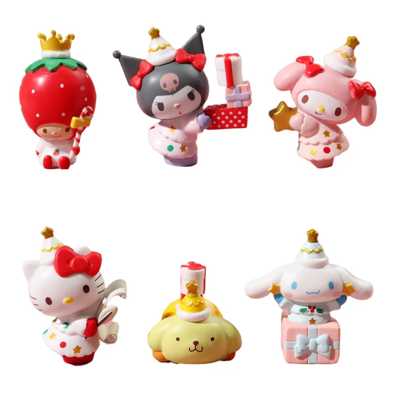 

6 шт./компл. кавайная аниме-фигурка Sanrio Kitty Kuromi My Melody Cinnamoroll Милая красота Спальня украшение ПВХ Модель игрушка для детей