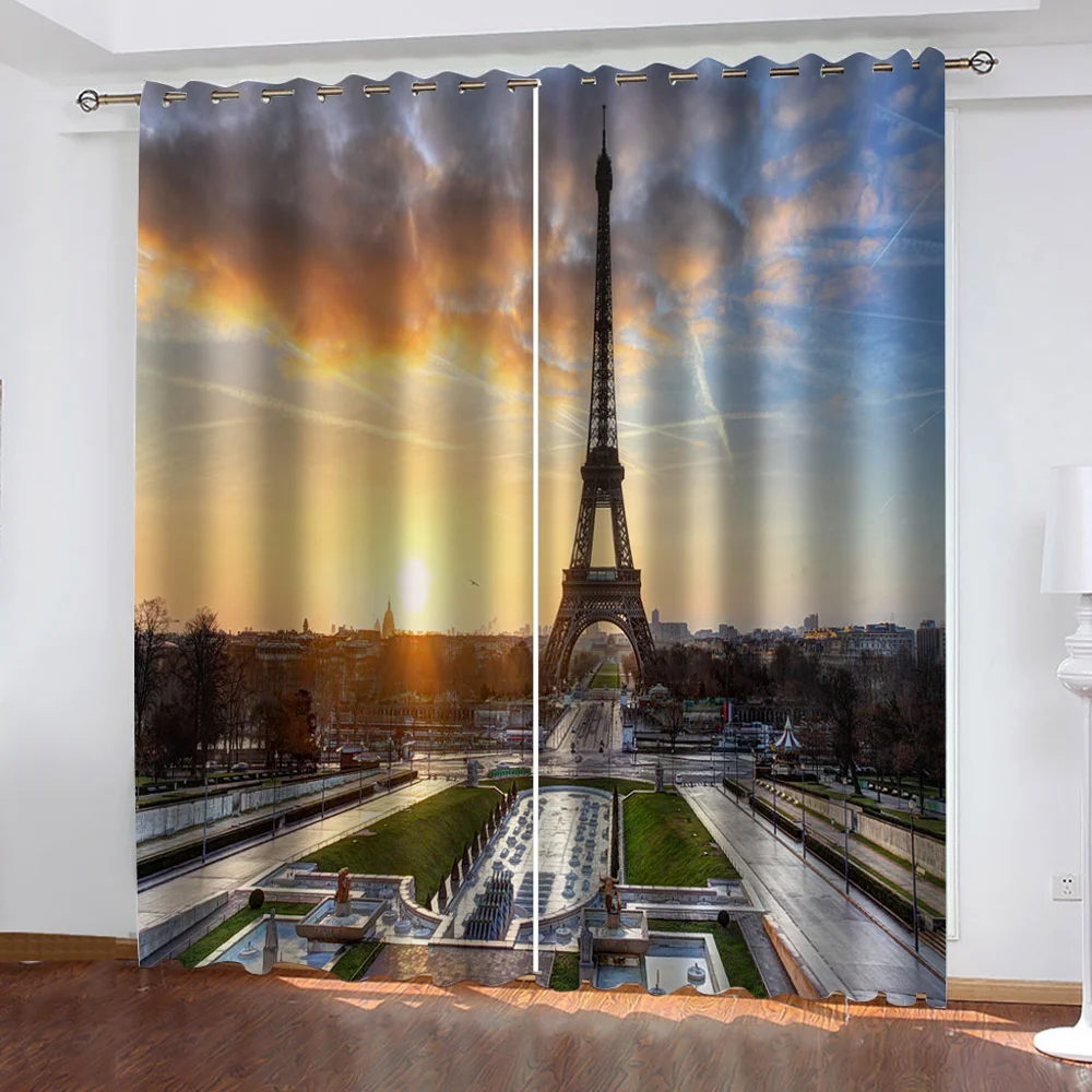 Красивые пейзажи романтические занавески с изображением башни 3D оконные шторы