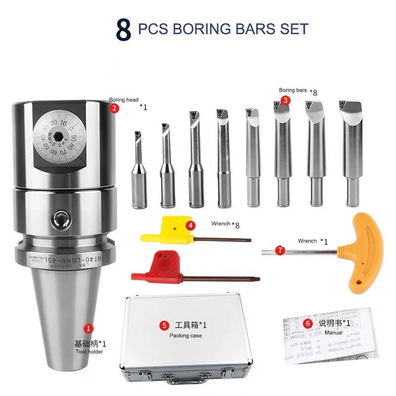

Boring system HSK63A R8 MTA 3 MTA4 MTA5 BT30 BT40 BT50 SK40 NBJ16 boring head with bar fine boring bars