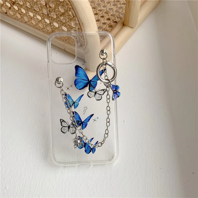 

Korea Butterfly Chain Bracelet Transparent soft Phone Case For iPhone 12 Pro Max MiNi 11 Pro Max X XR XS MAX 8 7 plus SE 20
