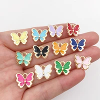 10pcs 1212mm butterfly enamel metal charms diy findings bracelets earring pendant charms for jewelry making supplies crafts