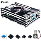 Чехол Aokin для Raspberry Pi 4 B, чехол для радиаторов 4 шт. с охлаждающим вентилятором для Raspberry Pi 4, Модель B, чехол с аксессуарами