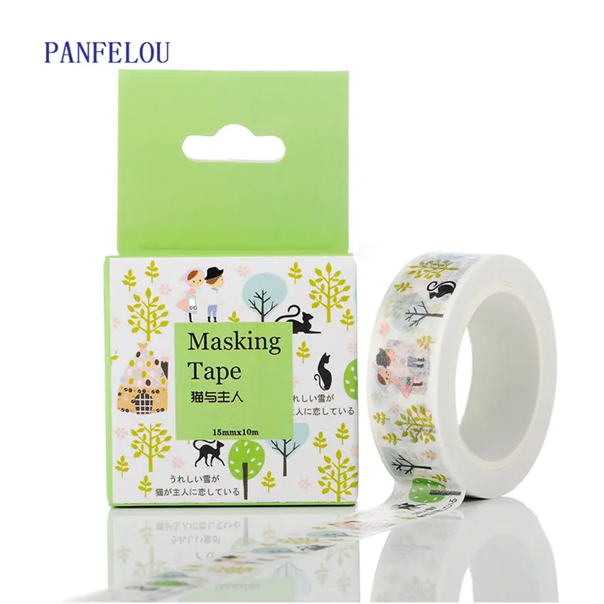 

Мультяшные наклейки PANFELOU 1,5 см x 10 м, клейкая линия, бумажная Васи-лента, сделай сам, скрапбукинг, ручная учетная запись