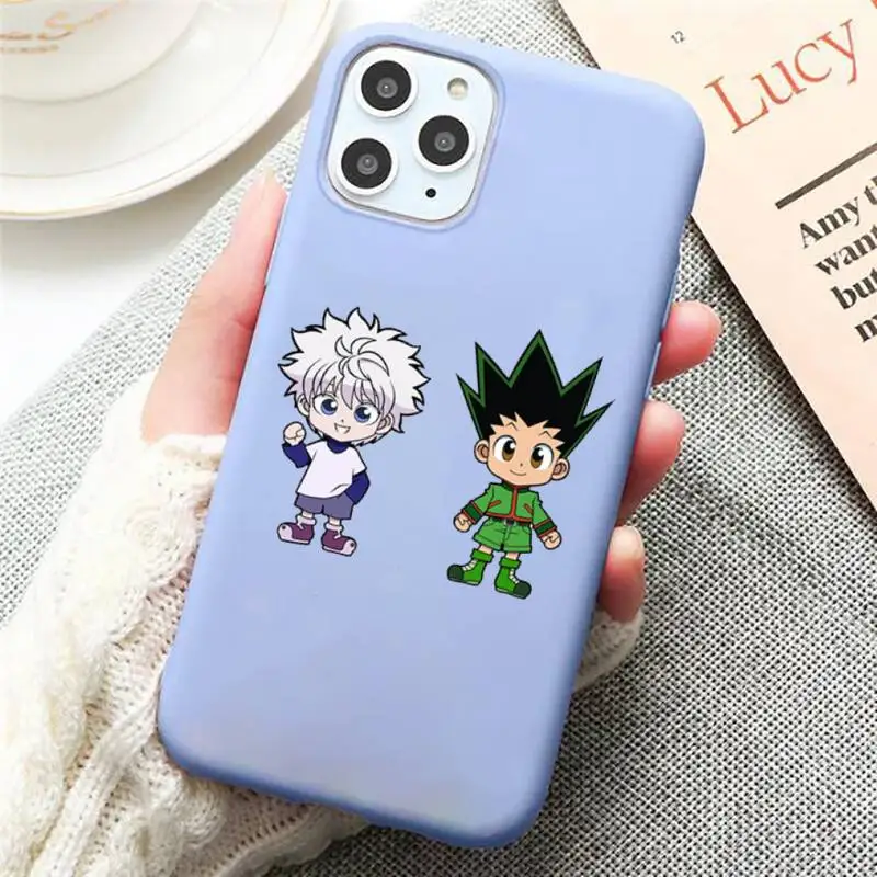 

HUNTER x HUNTER HxH Gon Killua anime Phone Case Candy Color Blue for iPhone 11 12 pro XS MAX 8 7 6 6S Plus X 5S SE 2020 XR