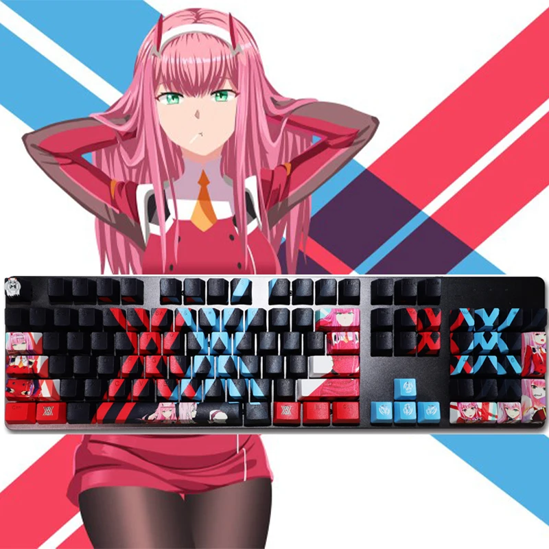 Darling In The Franxx Character Zero Two Printed Keycap Pbt Cherry Profile Sublimation Mechanical Keyboard Key Caps 104 Keys