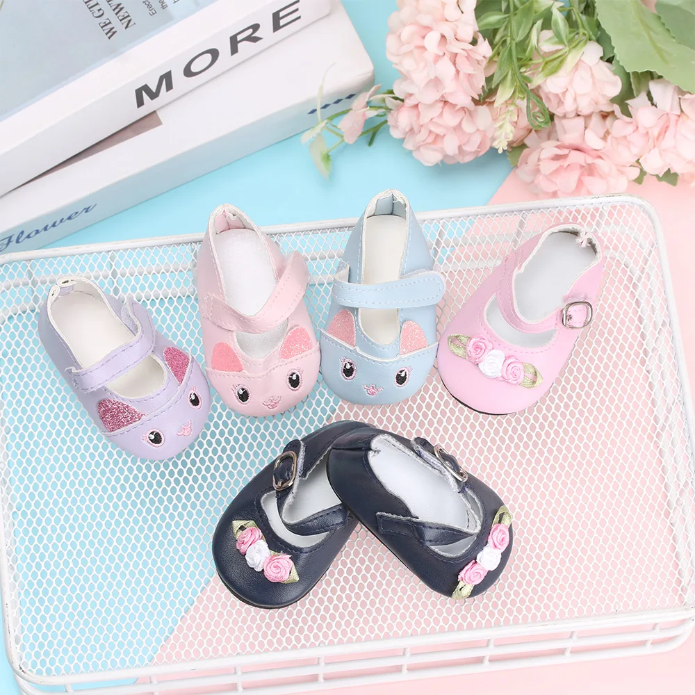 

Cute Doll Shoes 7cm High-quality Flower Cartoon Rabbit Pattern Mini Shoes For 18 Inch Baby Bron Dolls Toy Doll Accessories