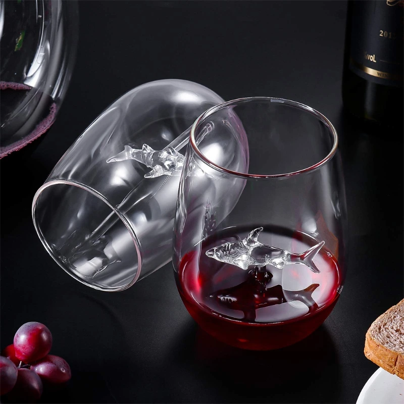 

Shark Wine Glass Cup European Crystal Red Wine Cup Wedding Party Gift High Boros