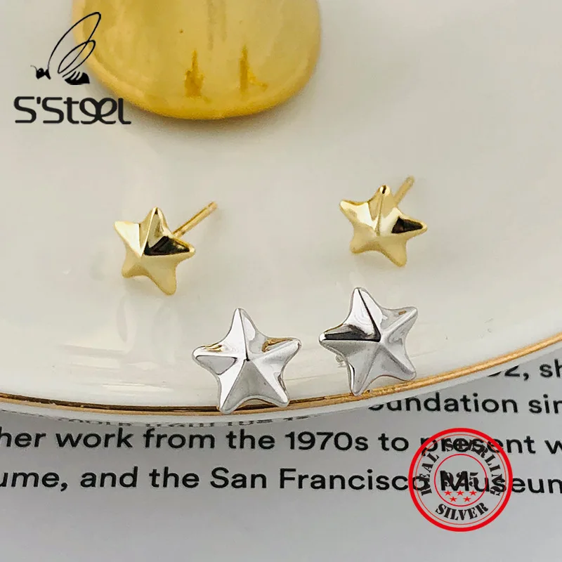 

S'STEEL Stud Earrings 925 Sterling Silver Earring For Women Star Earings Gold Earing Bijoux Femme Pendientes Brinco Fine Jewelry