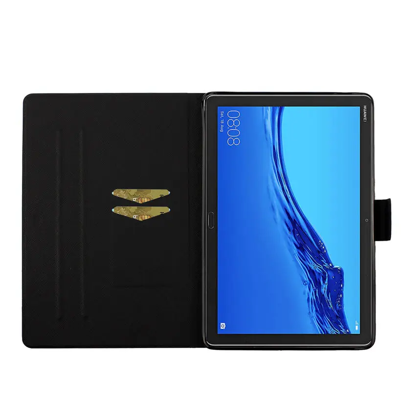 

For Huawei MediaPad M5 Lite 10 Case Cover BAH2-L09/W09/W19 10.1" Funda Tablet Cute Painted Flip Stand Capa Shell Coque +Gift
