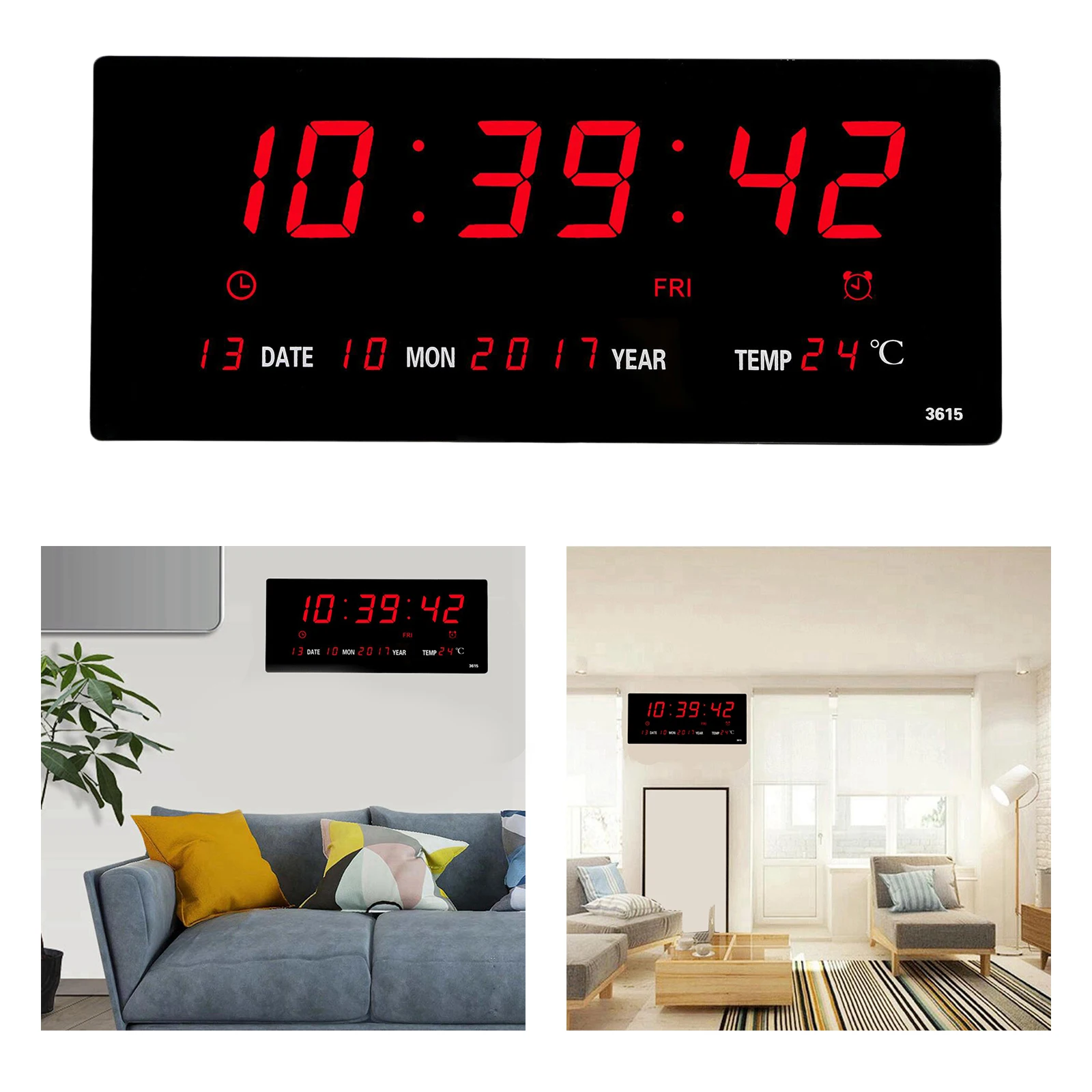 Светодиодный цифровые настенные часы с календарем большой Дисплей w/Крытый