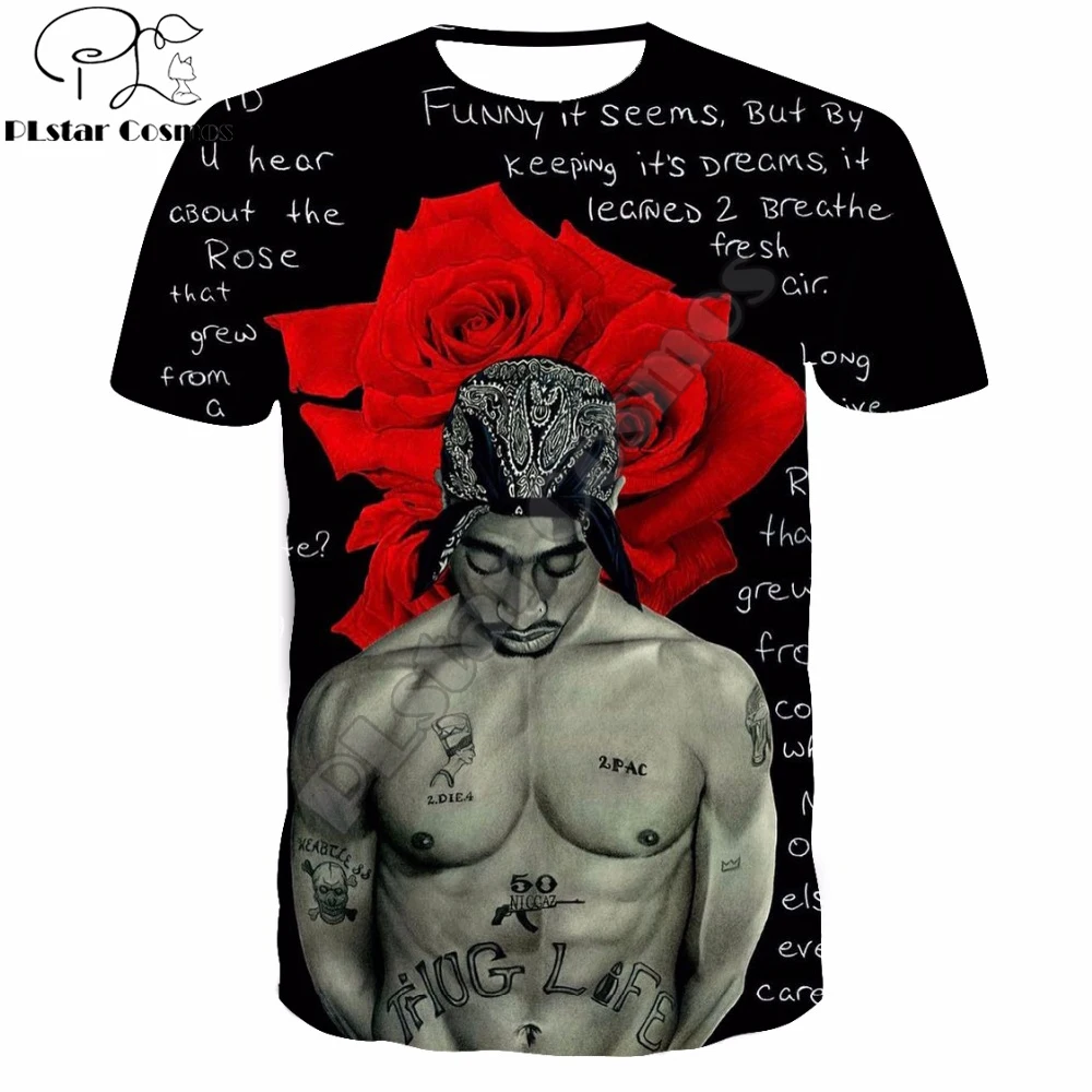2020 летняя модная мужская футболка в стиле раппер 2pac Тупак футболки с 3D принтом