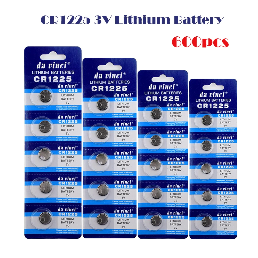

CR1225 600pcs=120Card Lithium 3V 50mAh Button Battery LM1225 KCR1225 BR1225 Cell Cion Batteries For Watch Electronic Toy Remote