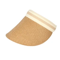 wholesale custom sunshade straw hat empty top caps women summer visor paper hat for ladies spring summer autumn character adults