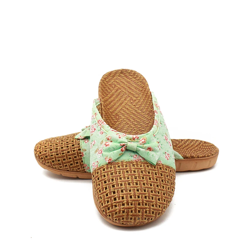 Сетчатые крутые тапочки для женщин домашние Нескользящие толстые льняные пола