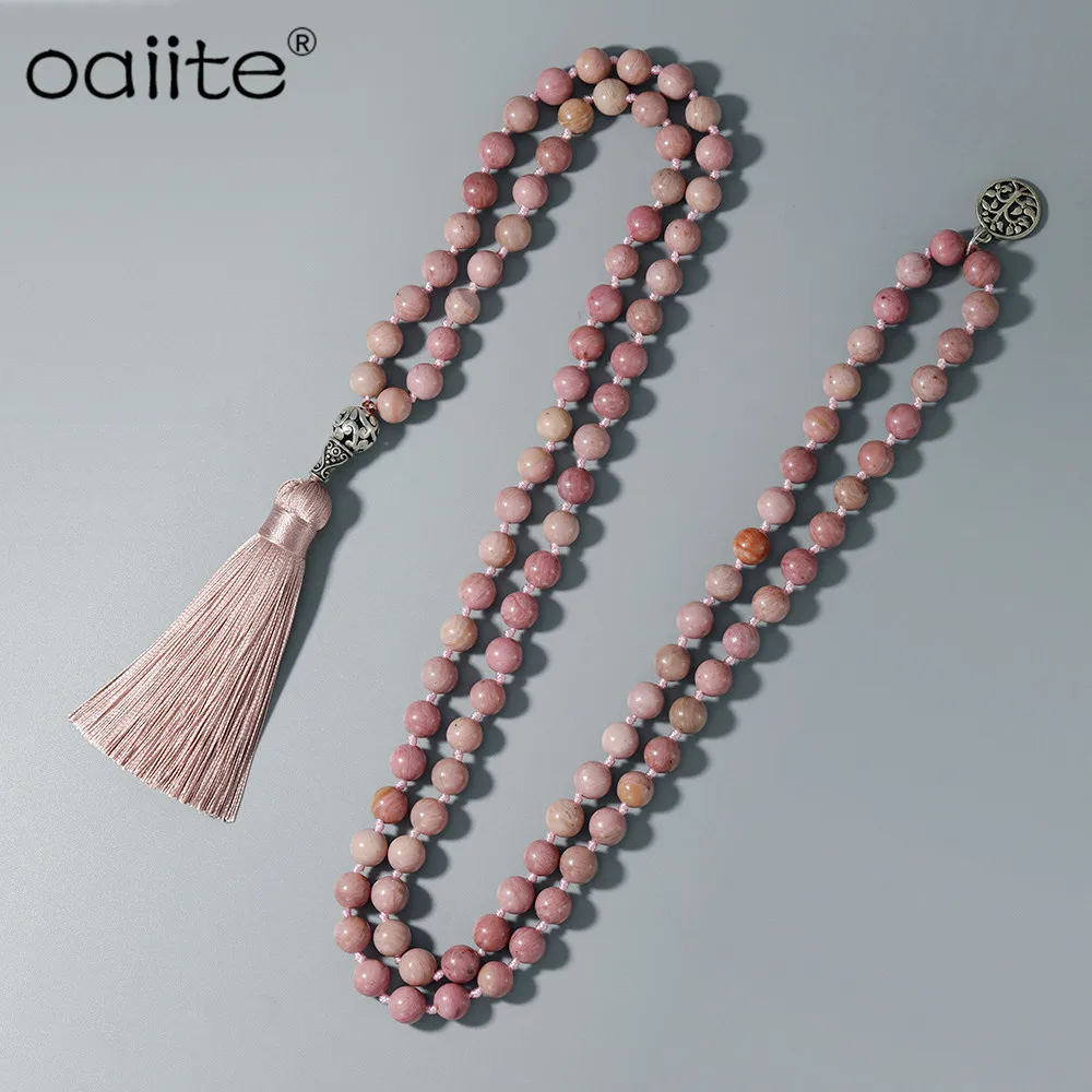 OAIITE 108 Mala молитва медитация ожерелье для йоги женщин мужчин ручное плетение