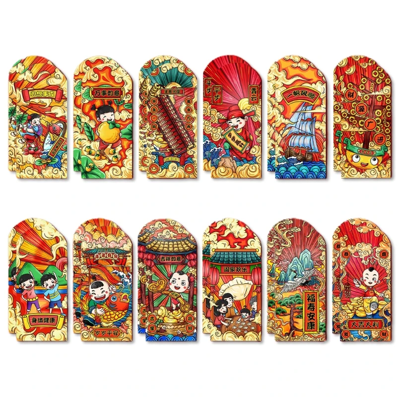 

24PCS 2021 Year of The Ox Hongbao Red Envelopes for Chinese CartoonNew Year Red Packet/Lai See/Lucky for Spring Festival