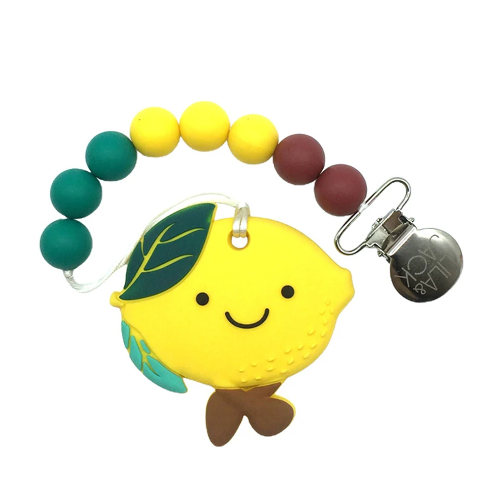 

Силиконовая жевательная игрушка с рисунком лимона, без бисфенола А, милые фрукты, силиконовая игрушка для прорезывания зубов, Детские Жеват...