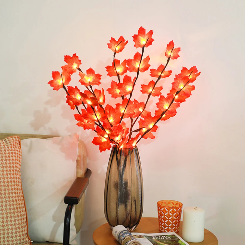 

LED Maple Leaf Shape Lamp Tabletop Bedside Decorative Light Without Battery