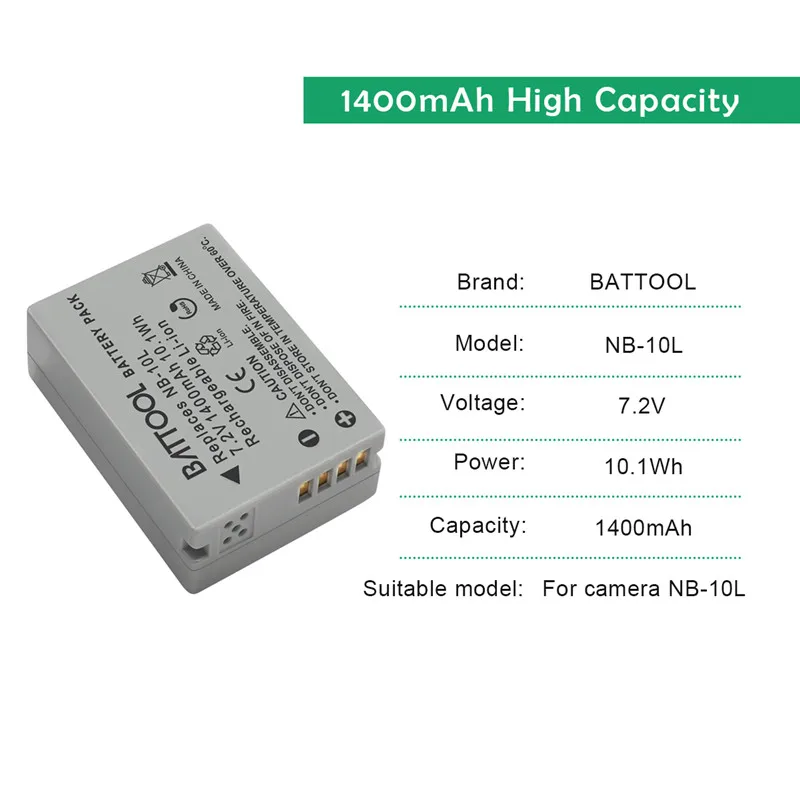 Battool 1.4Ah NB-10L NB10L NB 10L 7 2 V Батарея пакет для Canon G1X G15 G16 SX40HS SX50HS SX60HS SX40 SX50 SX60 HS |