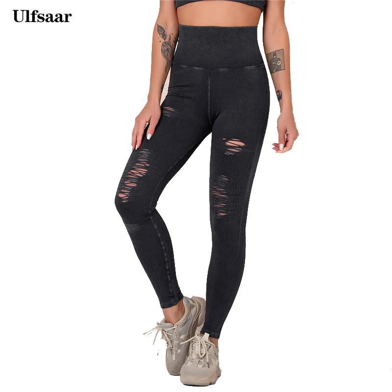 

2021 New Black Seamless Leggings Women's Spring High Waist Holes Fitness Leggins High Stretch Workout Leggings
