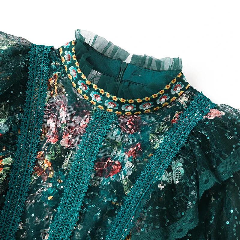 HEPIDEM Clothing платье с рукавами-фонариками приталенное элегантное цветочной
