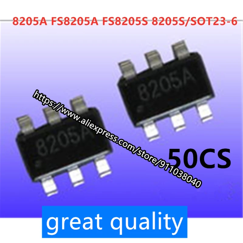 50 шт./Лот Новый 8205A FS8205A FS8205S 8205S SMD SOT23-6 защита литиевой батареи IC - купить по