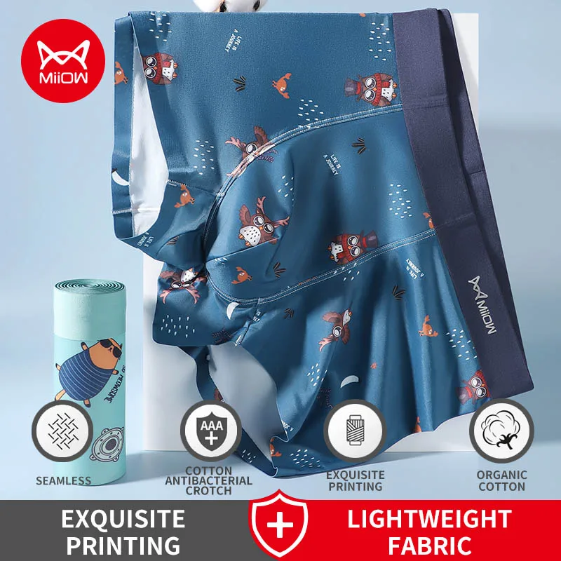 

MiiOW 3Pcs Animal Print Sexy Men Underpants Boxers Shorts Soft Organic Cotton Trunk Man Underwear Boxer Men's Panties Boxershort